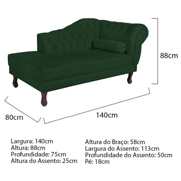 Imagem de Diva Recamier Dora 140cm Lado Esquerdo Suede Verde