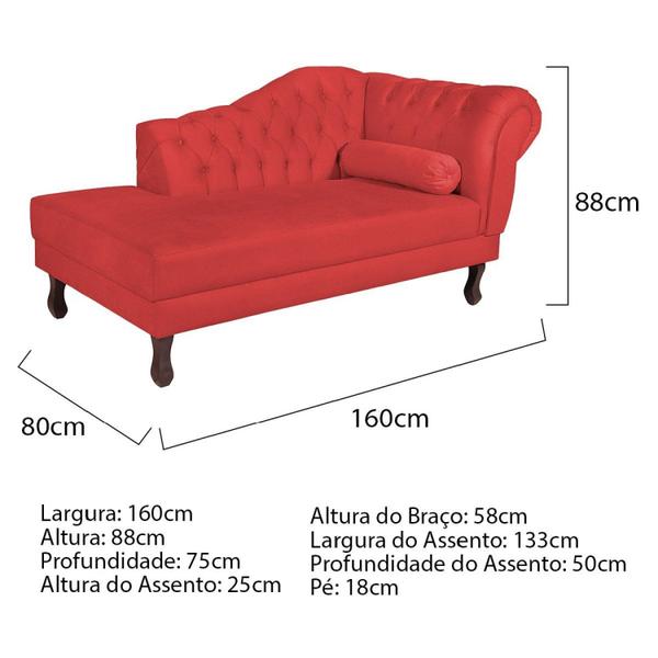 Imagem de Diva Recamier Dora 160cm Lado Esquerdo Corano Vermelho