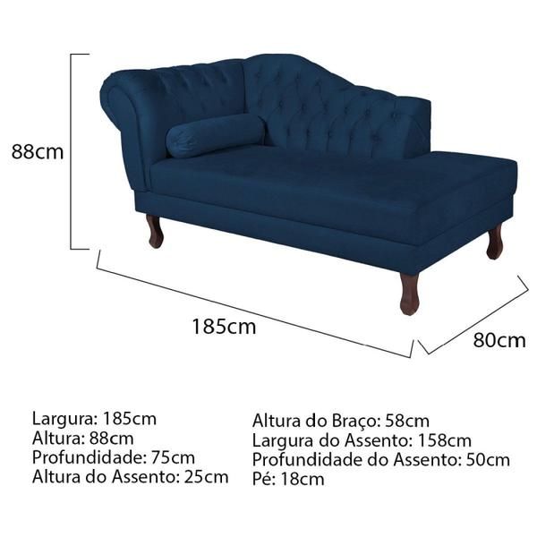 Imagem de Diva Recamier Dora 185cm Lado Direito Suede Azul Marinho