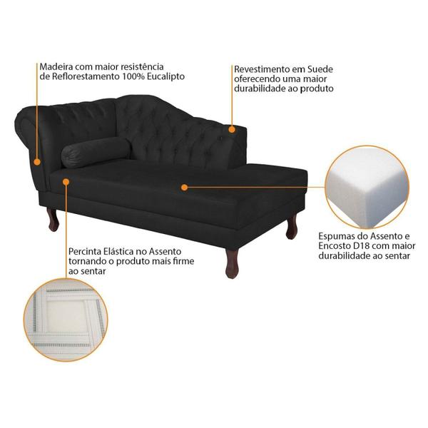 Imagem de Diva Recamier Dora 185cm Lado Direito Suede