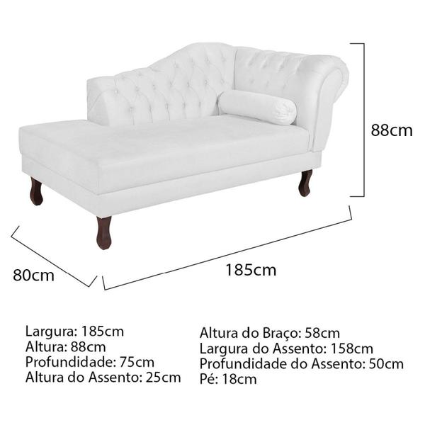 Imagem de Diva Recamier Dora 185cm Lado Esquerdo Suede Branco