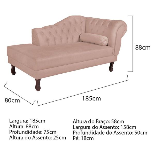 Imagem de Diva Recamier Dora 185cm Lado Esquerdo Suede Rose