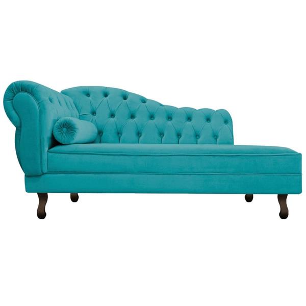 Imagem de Diva Recamier Juliana 130cm Lado Direito Suede Azul Turquesa - Amarena Móveis