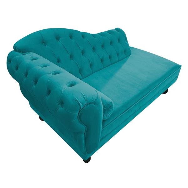 Imagem de Diva Recamier Juliana 130cm Lado Direito Suede Azul Turquesa - Amarena Móveis