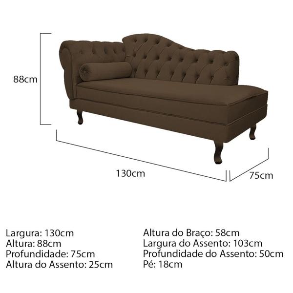 Imagem de Diva Recamier Juliana 130cm Lado Direito Suede Marrom - Amarena Móveis