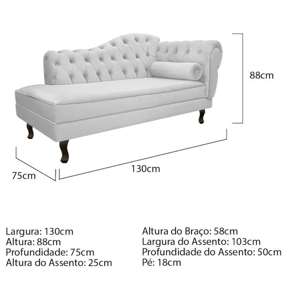 Imagem de Diva Recamier Juliana 130cm Lado Esquerdo Suede Branco - Amarena Móveis