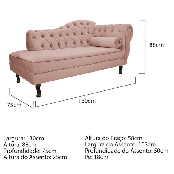 Imagem de Diva Recamier Juliana 130cm Lado Esquerdo Suede Rosê - Amarena Móveis