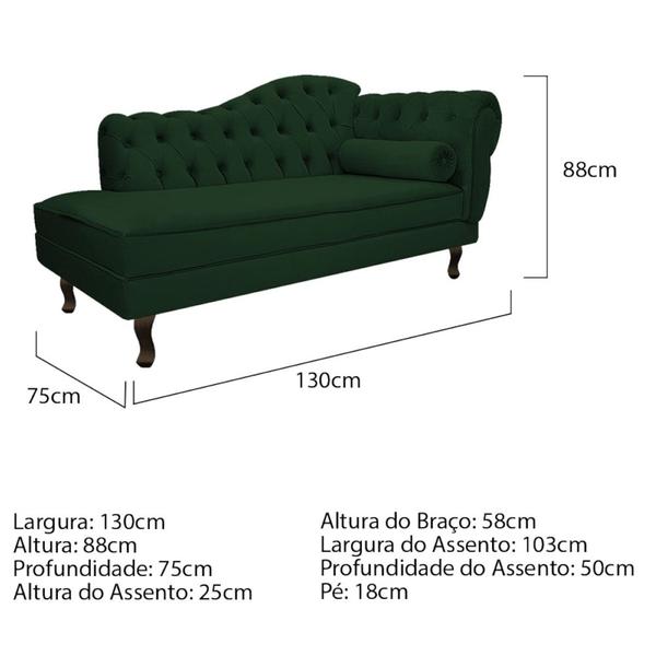 Imagem de Diva Recamier Juliana 130cm Lado Esquerdo Suede Verde - Amarena Móveis