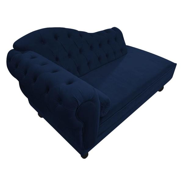 Imagem de Divã Recamier Juliana Lado Direito 120 cm Suede Azul Marinho - Amarena Móveis