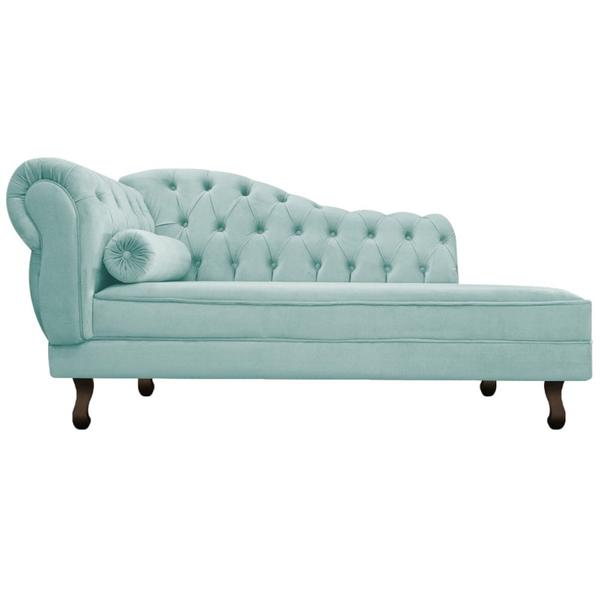 Imagem de Divã Recamier Juliana Lado Direito 120 cm Suede Azul Tiffany - Amarena Móveis