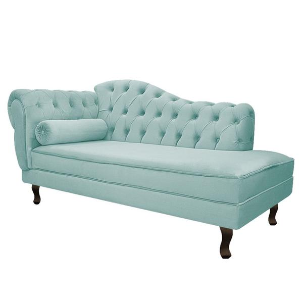 Imagem de Divã Recamier Juliana Lado Direito 120 cm Suede Azul Tiffany - Amarena Móveis