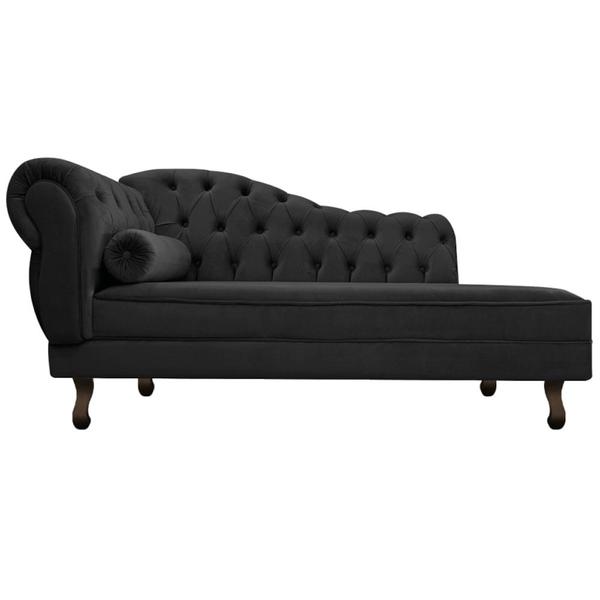 Imagem de Divã Recamier Juliana Lado Direito 120 cm Suede Preto - Amarena Móveis