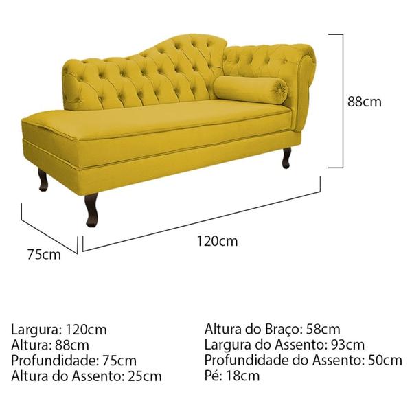 Imagem de Divã Recamier Juliana Lado Esquerdo 120cm Suede Amarelo - Amarena Móveis