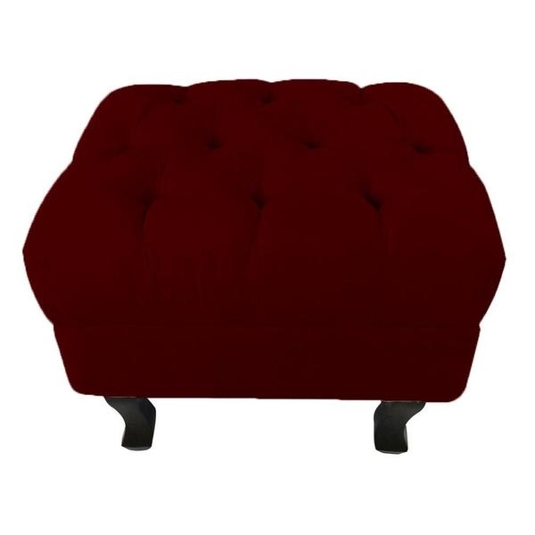 Imagem de Divã Recamier Larissa Esquerdo Quem Senta150cm e 2 Puffs Retrô Suede Vermelho Bordô  - DL DECOR