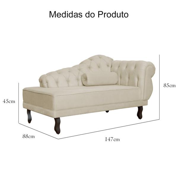 Imagem de Divã Recamier Larissa Lado Esquerdo 150cm Suede - Diversas Cores - Ds Estofados