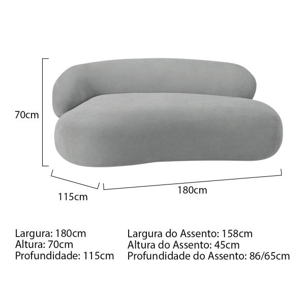 Imagem de Divã Recamier Luxo Decorativo Canadá 180cm Lado Direito Bouclé - Doce Sonho Móveis