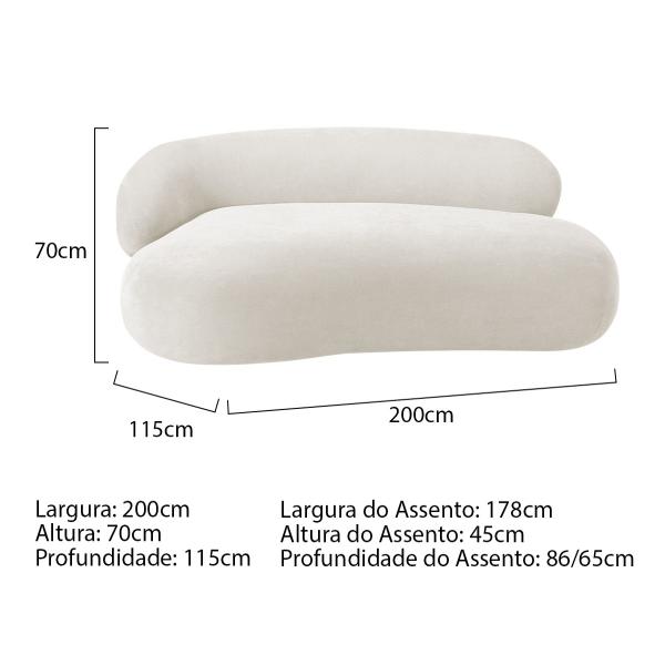 Imagem de Divã Recamier Luxo Decorativo Canadá 200cm Lado Direito Bouclé - Amarena Móveis