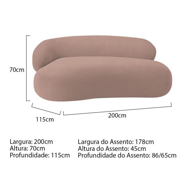 Imagem de Divã Recamier Luxo Decorativo Canadá 200cm Lado Direito Linho - ADJ Decor