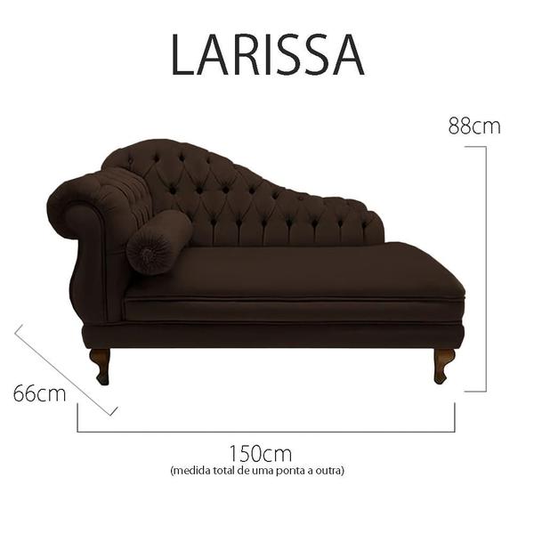 Imagem de Divã Recamier Namoradeira Larissa 150cm Esquerdo de Quem Senta Corano Marrom - DL DECOR