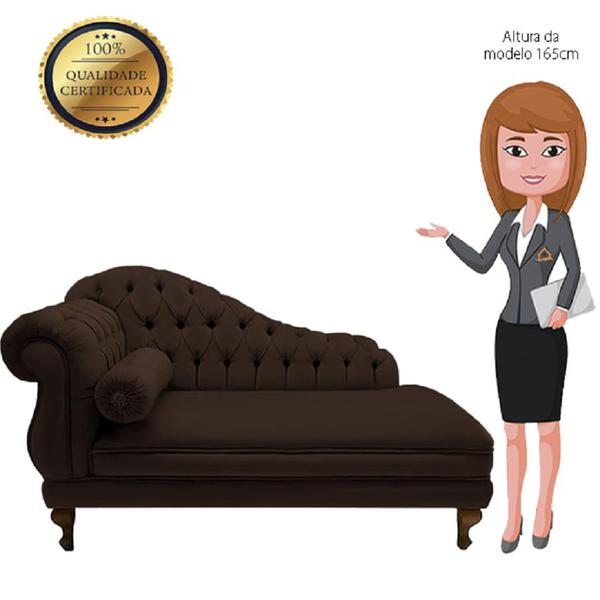 Imagem de Divã Recamier Namoradeira Larissa 150cm Esquerdo de Quem Senta Suede Marrom - DL DECOR