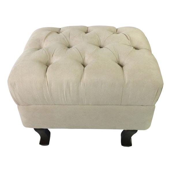 Imagem de Divã Recamier Namoradeira Larissa Esquerdo quem Senta 150cm e 2 Puffs Retrô Suede Bege - DL DECOR