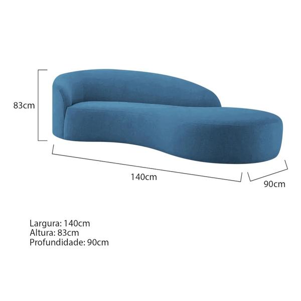 Imagem de Divã Recamier Orgânico França 140cm Lado Direito Linho Azul Royal - Amarena Moveis