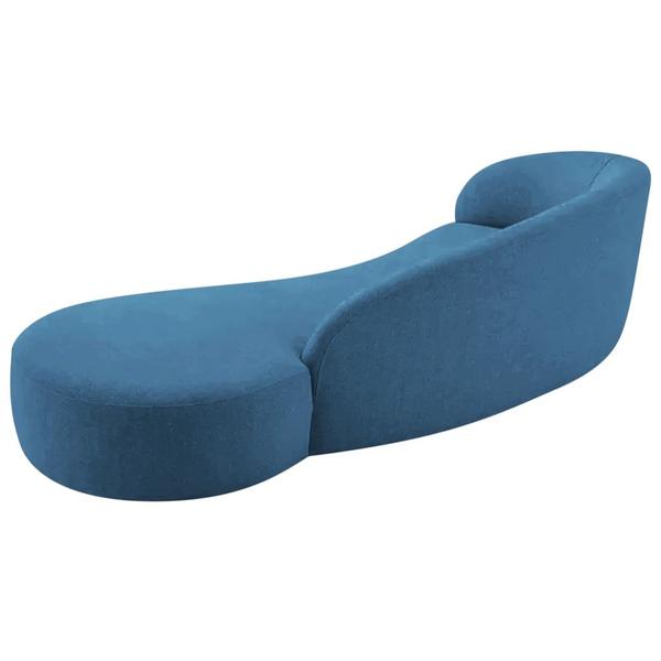 Imagem de Divã Recamier Orgânico França 160cm Lado Direito Linho Azul Royal - Amarena Moveis