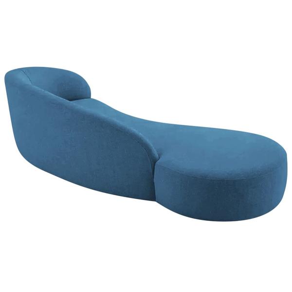 Imagem de Divã Recamier Orgânico França 180cm Lado Esquerdo Linho Azul Royal - Amarena Moveis