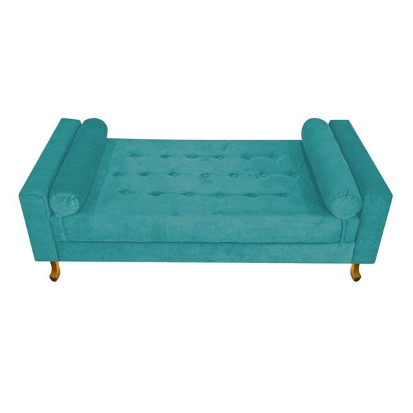 Imagem de Divã Recamier Sofá Félix 100 cm Suede Azul Turquesa para Sala de Estar Recepção Quarto - AM Decor