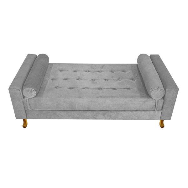 Imagem de Divã Recamier Sofá Félix 100 cm Suede Cinza para Sala de Estar Recepção Quarto - AM Decor