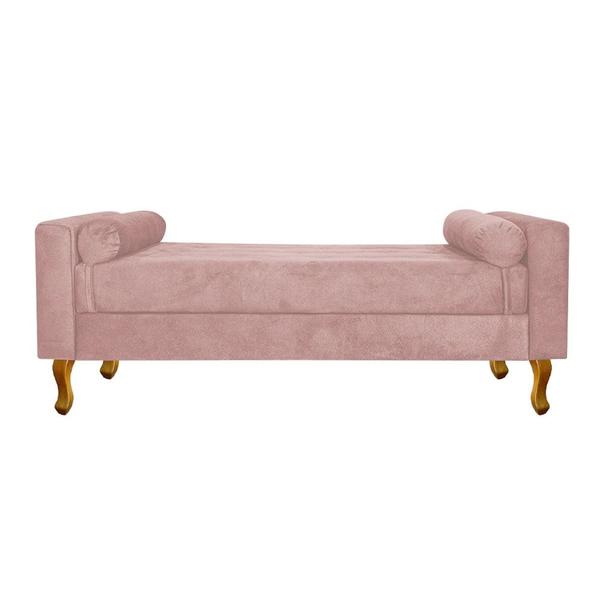 Imagem de Divã Recamier Sofá Félix 100 cm Suede Rosê para Sala de Estar Recepção Quarto - AM Decor