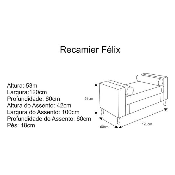 Imagem de Divã Recamier Sofá Félix 120 cm Sintético Bege - AM Decor