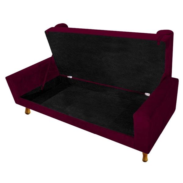 Imagem de Divã Recamier Sofá Félix 185 cm  Suede Bordô - AM Decor