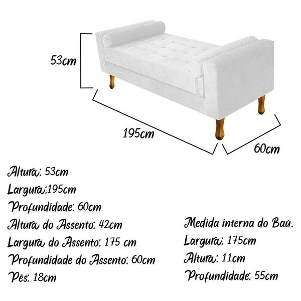 Imagem de Divã Recamier Sofá Félix 185 cm  Suede Branco - AM Decor