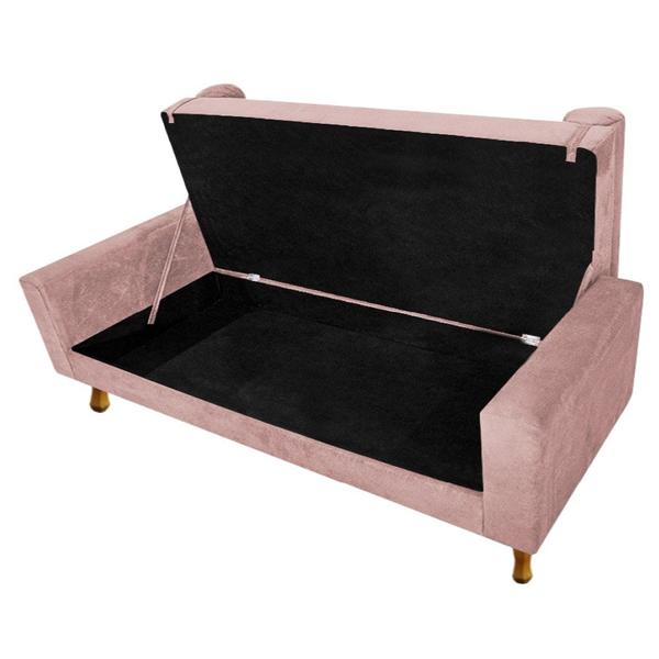 Imagem de Divã Recamier Sofá Félix 195 cm  Suede Rosê - AM Decor