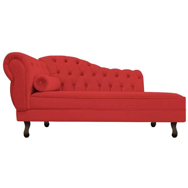 Imagem de Divã Recamier Sofá Juliana 140cm Lado Direito Sintético Vermelho - AM Decor