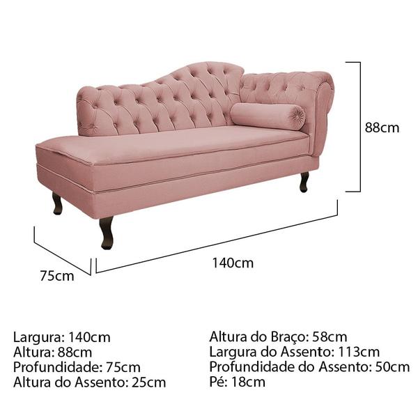 Imagem de Divã Recamier Sofá Juliana 140cm Lado Esquerdo Suede Rose - AM Decor