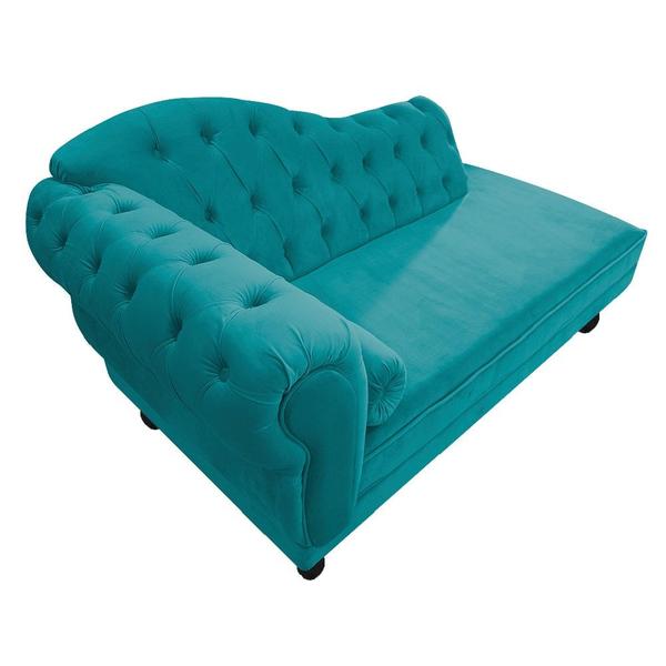 Imagem de Divã Recamier Sofá Juliana 160cm Lado Direito Suede Azul Turquesa - AM Decor