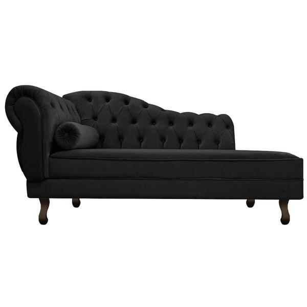 Imagem de Divã Recamier Sofá Juliana 160cm Lado Direito Suede Preto - AM Decor