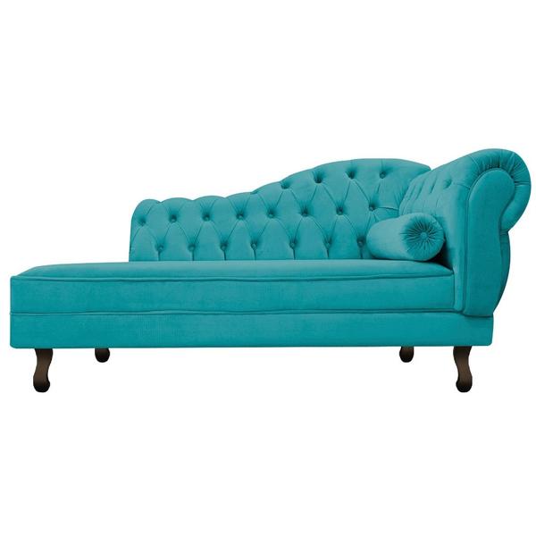 Imagem de Divã Recamier Sofá Juliana 160cm Lado Esquerdo Suede Azul Turquesa - AM Decor