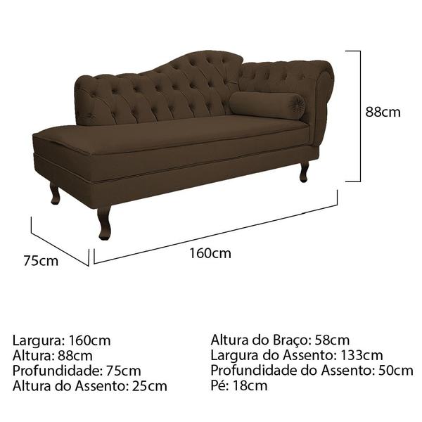 Imagem de Divã Recamier Sofá Juliana 160cm Lado Esquerdo Suede Marrom - AM Decor