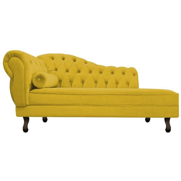 Imagem de Divã Recamier Sofá Juliana 185cm Lado Direito Suede Amarelo - AM Decor