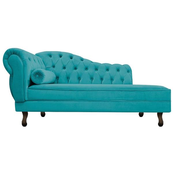 Imagem de Divã Recamier Sofá Juliana 185cm Lado Direito Suede Azul Turquesa - AM Decor