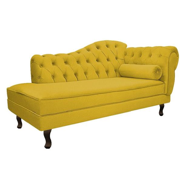 Imagem de Divã Recamier Sofá Juliana 185cm Lado Esquerdo Suede Amarelo - AM Decor