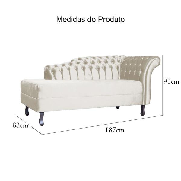 Imagem de Divã RECAMIER STYLOS Lado Direito Veludo Bege - MALTA DECOR