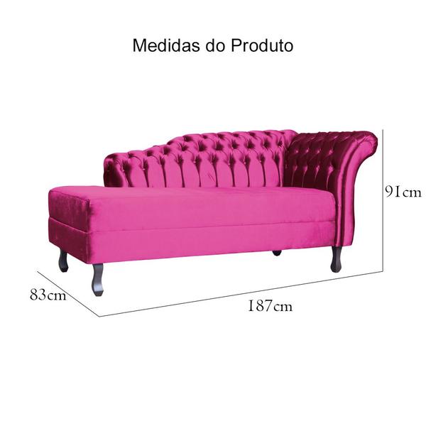 Imagem de Divã RECAMIER STYLOS Lado Direito Veludo Pink - MALTA DECOR