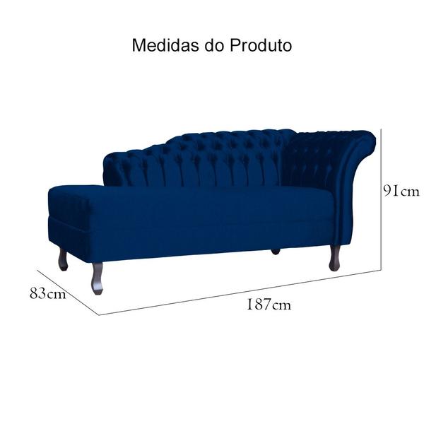 Imagem de Divã RECAMIER STYLOS Lado Esquerdo Suede Azul Marinho - MALTA DECOR