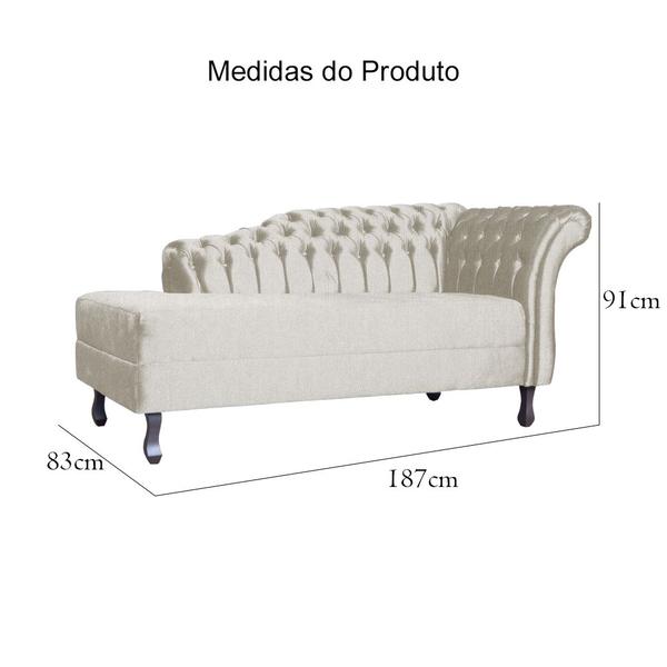 Imagem de Divã RECAMIER STYLOS Lado Esquerdo Suede Bege - MALTA DECOR