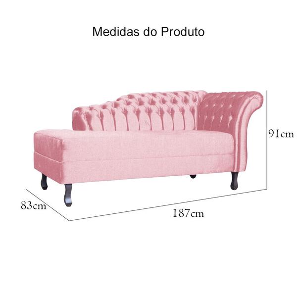 Imagem de Divã RECAMIER STYLOS Lado Esquerdo Suede Rosa - MALTA DECOR