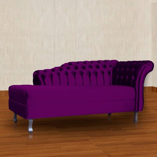 Imagem de Divã RECAMIER STYLOS Lado Esquerdo Veludo Roxo - MALTA DECOR